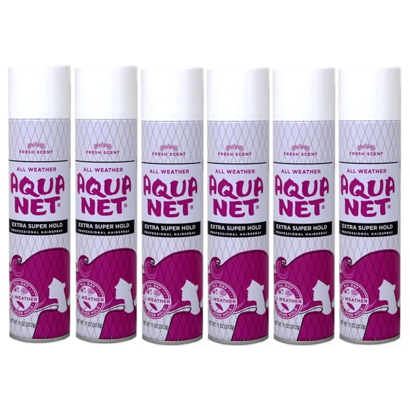 Aqua Net All Weather Hair Spray Extra Super Hold, Fresh Scent, 11 oz, - 6 Pack