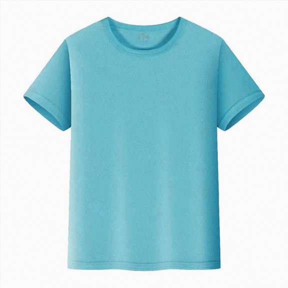 BOBOGOJP Boys' Cotton Heavyweight Short Sleeve Crewneck T Shirt(Light Blue,2-3 Years)