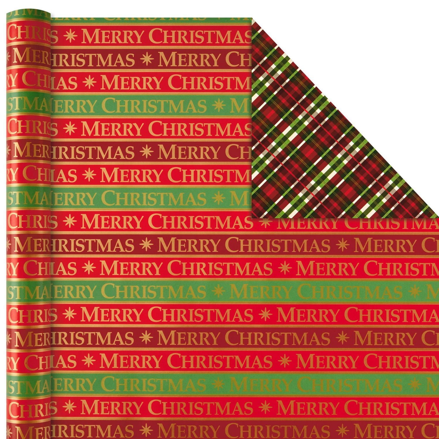 Hallmark Reversible Christmas Wrapping Paper Bundle, Traditional (Pack of 4, 150 sq. ft. ttl.)