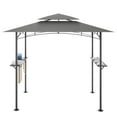 thumbnail image 7 of 8'X5' Grill Gazebo Canopy, Grill Tent for Outdoor Grill, Double Tiered BBQ Gazebo with Steel Frame, Two Shelves, Ten Hooks and A Bottle Opener, Small Grill Shelter For Backyard, Patio (Grey), 7 of 7