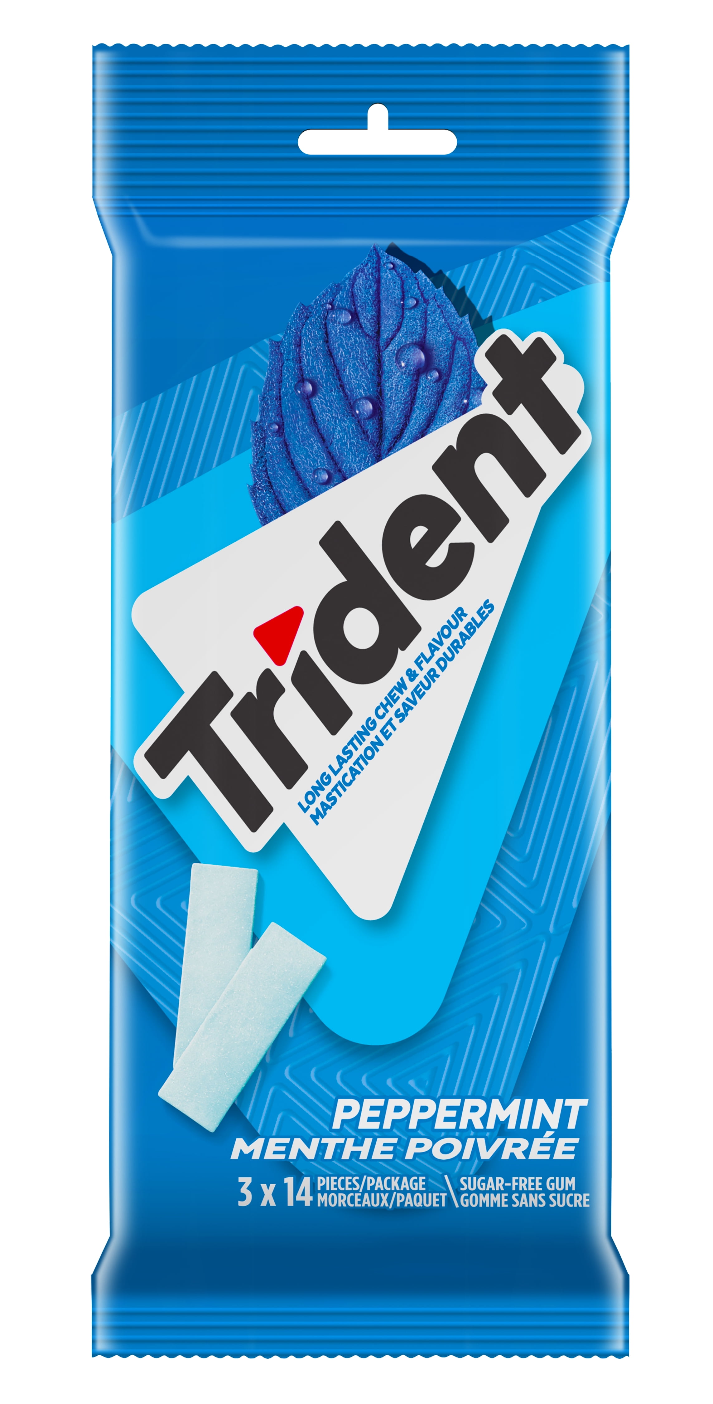 Trident, Peppermint Sugarfree Gum Multipack - Pack of 3 (42 Pieces), 3 Pack (14 pcs ea), 42ct