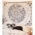 thumbnail image 4 of Bohemian Tapestry Wall Hanging White Floral Tapestry with Dotted Daisy Medallion Print for Bedroom Home Decor, 50×60 in, 4 of 5