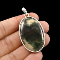 Owais Gems And Jewelry Natural Agate 60 CT Oval Shape Gemstone Silver Pendant Women's Fashion Jewelry .