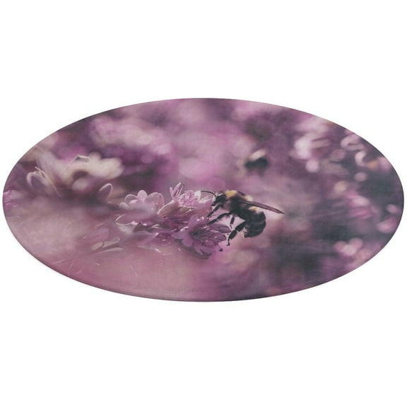 Bees Collect Honey Washable Round Rug -Circle Area Rugs for Nursery Bedroom, Vintage Non Slip Non Shedding Low Pile Carpet for Living Room Coffee Table Entryway