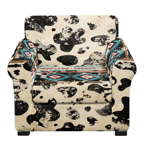 Psesaysky Cowhide Design Armchair Cover Chair Slipcovers for Living Room, 2 Piece Couch Slipcover Spandex Chair Sofa Covers Anti Slip for Pet