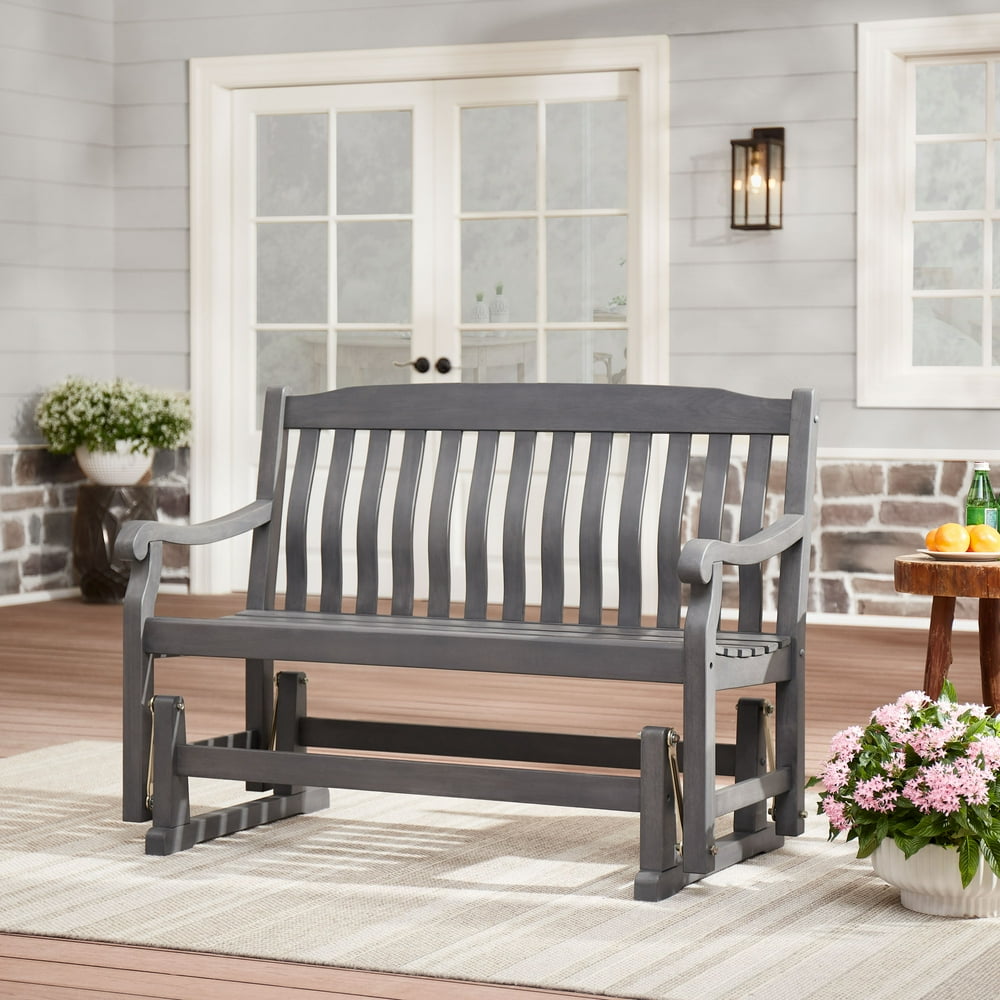 Better Homes & Gardens Delahey Outdoor Loveseat Glider Bench, Grey - Walmart.com - Walmart.com
