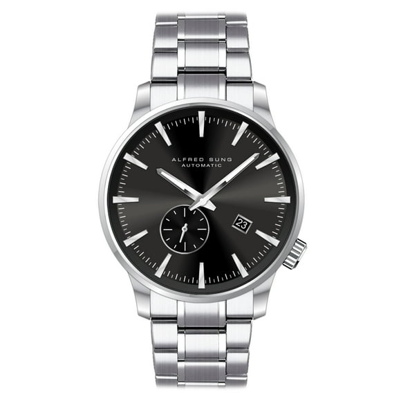 Alfred Sung Automatic II Black Sunray Dial Silver stainless steel bracelet men's watch