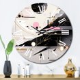 thumbnail image 1 of Designart "Bold Stripes Pink Black Fusion" Cubism Oversized Wall Clock, 1 of 6
