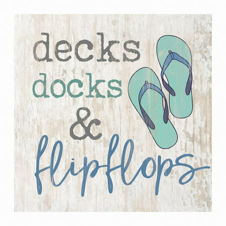 P. Graham Dunn Decks Docks & Flip Flops Wood Sign One Size (Best Deicer For Wood Decks)