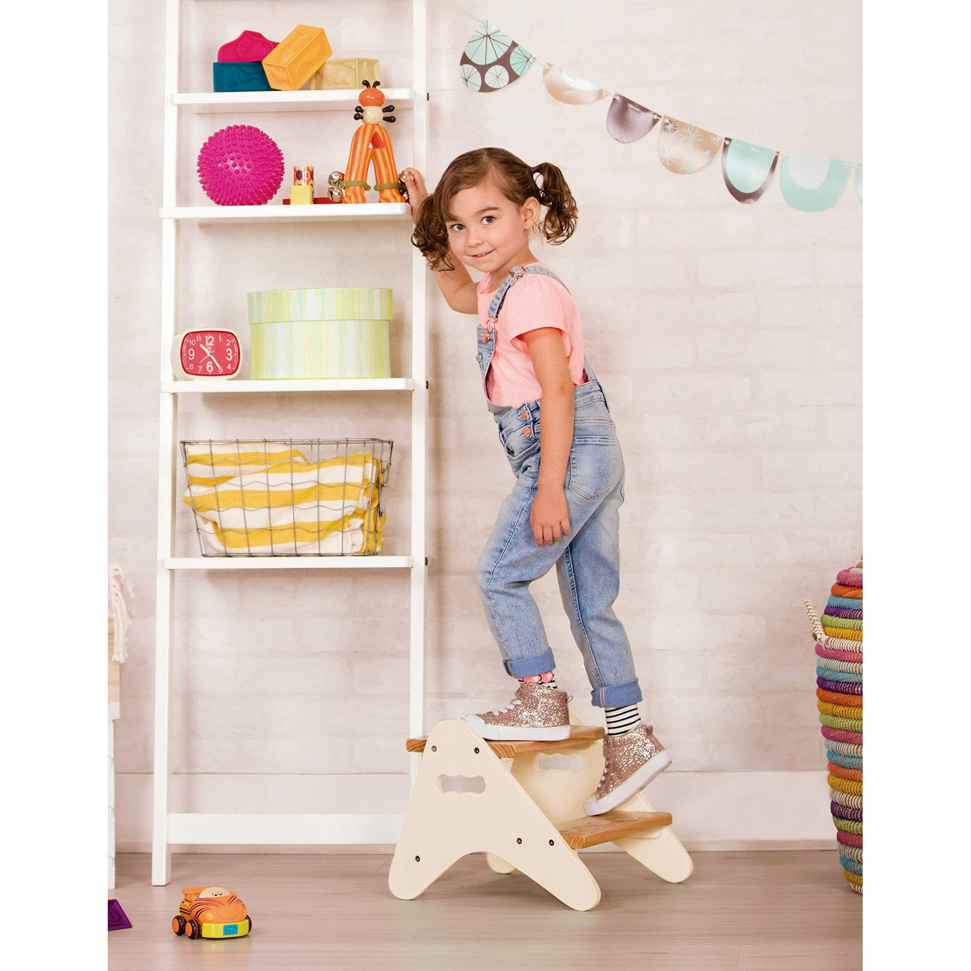 B. spaces by Battat B. Spaces Step Stool for Kids Ivory Wood Stepping Stool for The Bedroom Bathroom Kitchen Furniture for Toddlers Peek A Boost 2 Years BX20 Walmart