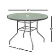 thumbnail image 4 of Garden Elements Outdoor Patio Furniture, Round Dining Table, Steel Base and Rim with Waterwave Glass Top, Gray, 40", 4 of 4