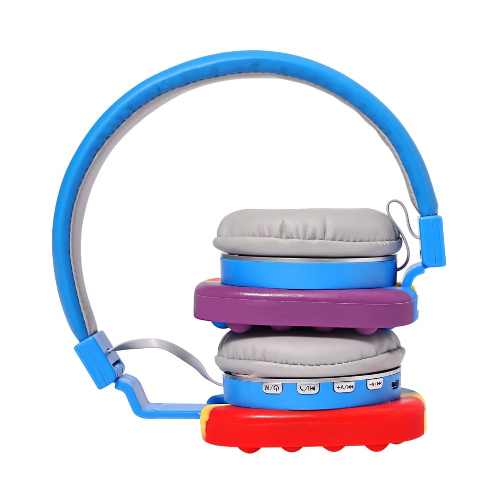 GORTES Fidget Headphones Kids Toy Headset, Wireless Bluetooth Headphone Pop Bubble On-Ear Headphone Fidget Toy Rainbow Color Fidget Headset for Children Adults (Blue)