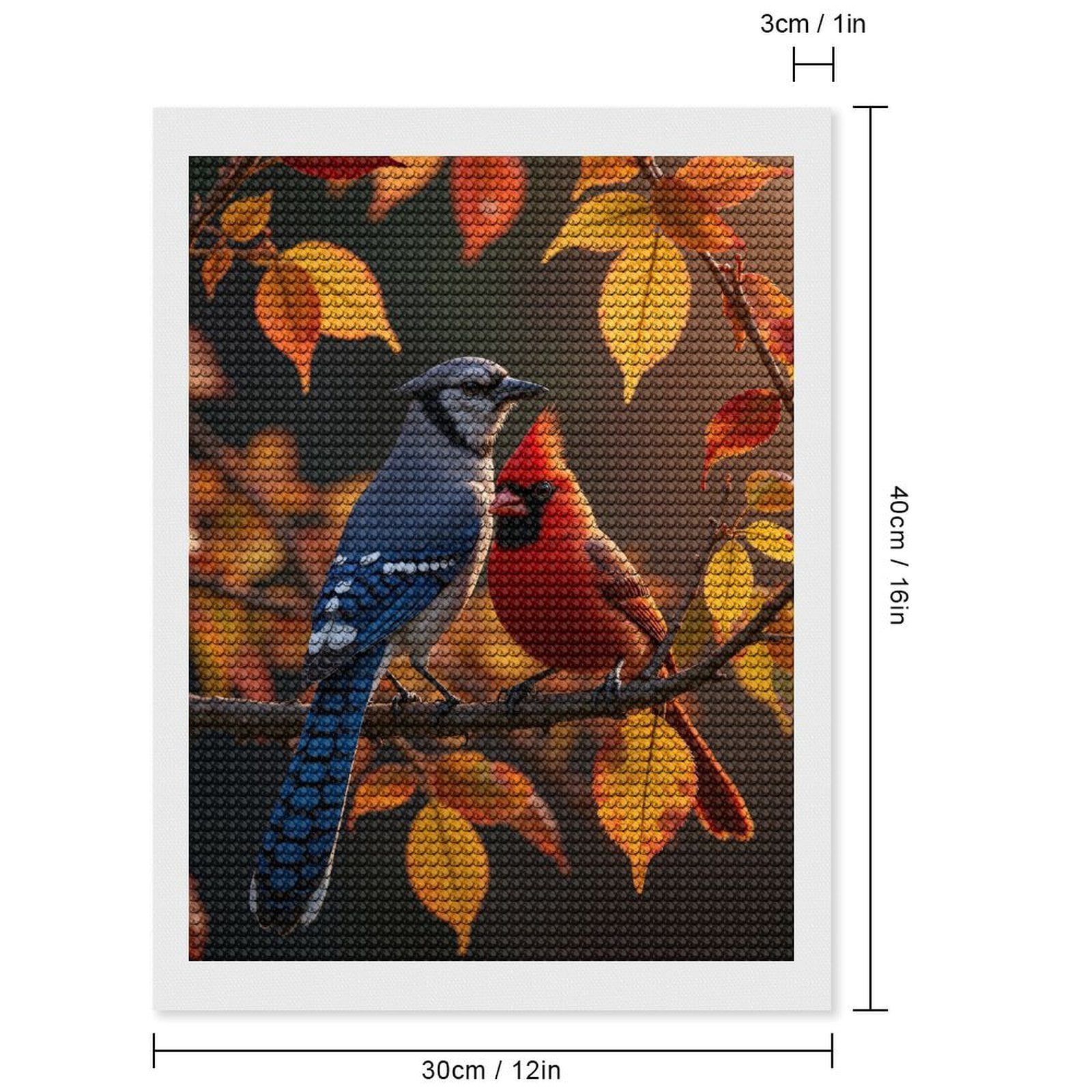 Diamond Art Kits for Adults, Blue Jay Cardinal Autumn Leaves 5D Diamond Painting Kits for Adults Beginners, DIY Full Drill Diamond Painting, Gem Art and Crafts 12x16