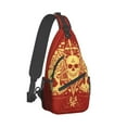 thumbnail image 2 of ZNDUO Sling Bag, Men Shoulder Backpack Small Cross Body Chest Sling Backpack-Ace Mystery Skull Red Print Pattern, 2 of 8