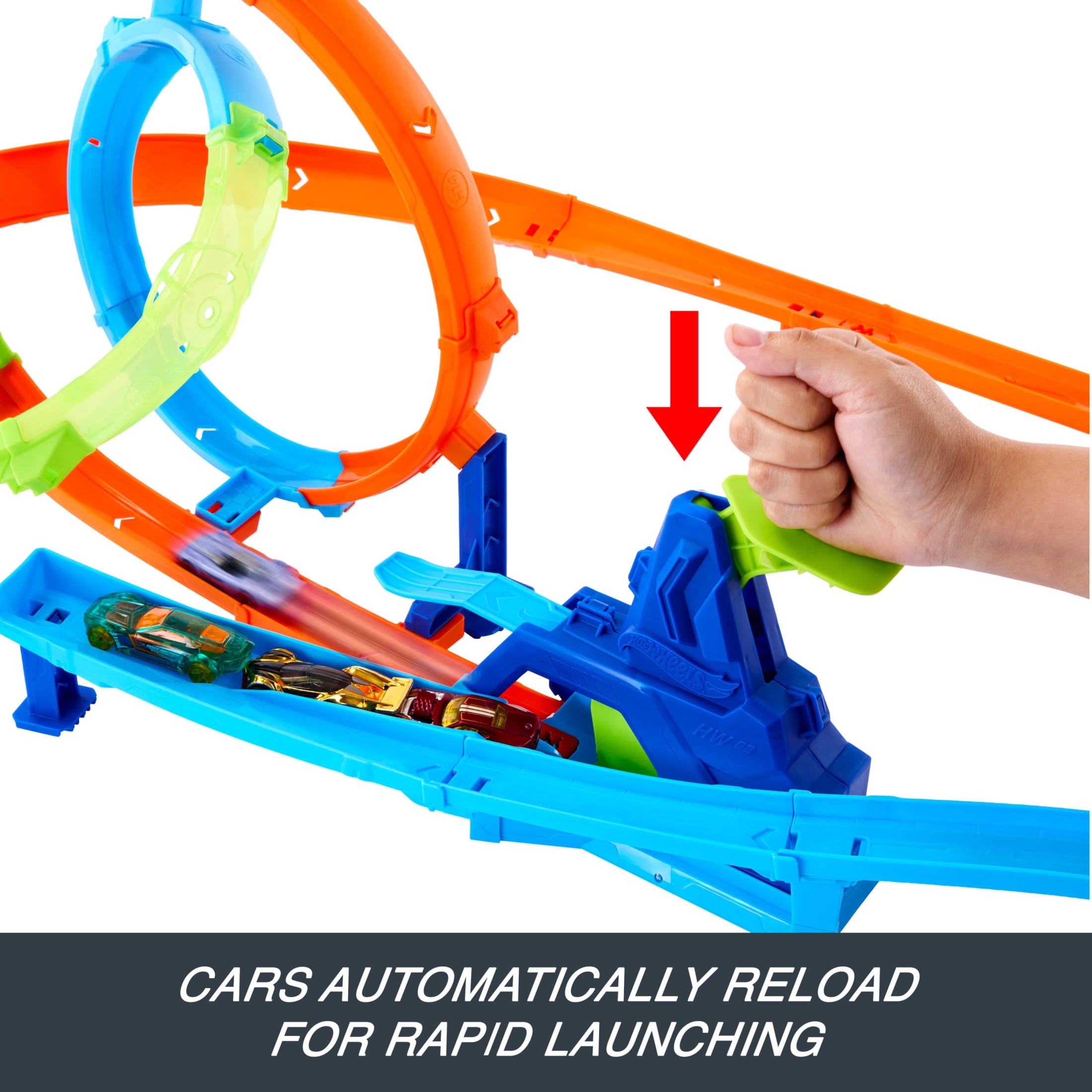 Hot Wheels Stunt Tracks Rapid Launch Cyclone Track Set & 1:64