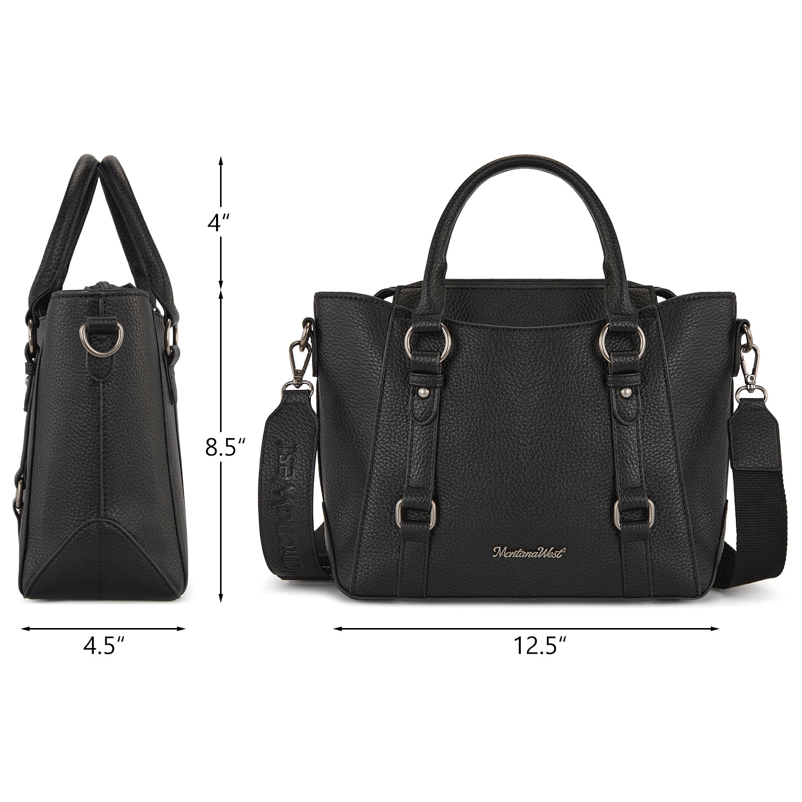 Montana West Small Tote Bag for Women Top handle handbag Trendy Crossbody Purse, Black