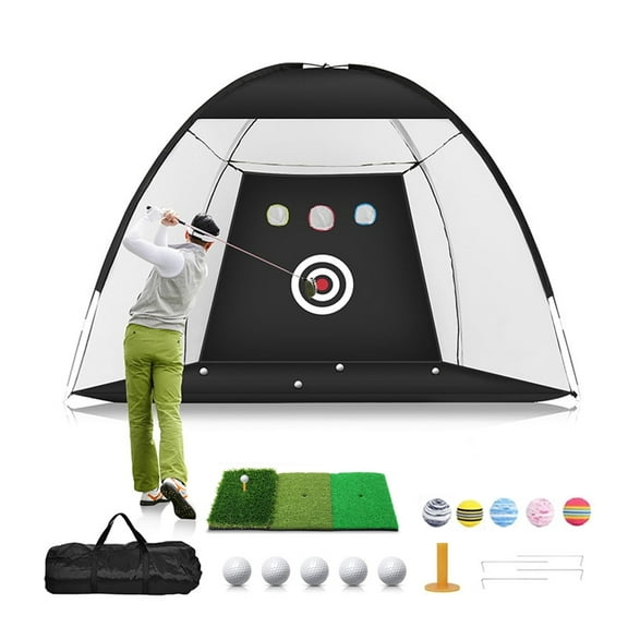 Golf Net with Hitting Mat, Golf Practice Net with 3 Aim Golf Target, Portable Golf Hitting Aid Nets for Outdoor / Indoor / Backyard