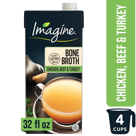 Imagine Chicken Beef Turkey Bone Broth, 32 fl oz Carton