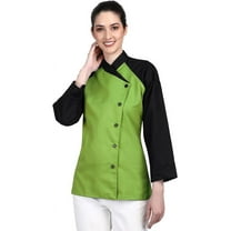 3/4 Sleeves New Green Color Chef Coat Jacket Uniform for women ideal for food service, Caterers and Culinary professional S Size