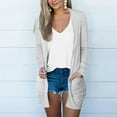 thumbnail image 3 of Women's Fashion Casual Solid Color Pocket Solid Color Cardigan Long Sleeved Coat Fancy Cardigan Womens Dusters And Kimonos Women Cardigan Sweaters for Fall plus Size Swing Cardigan plus Size Sweater, 3 of 5