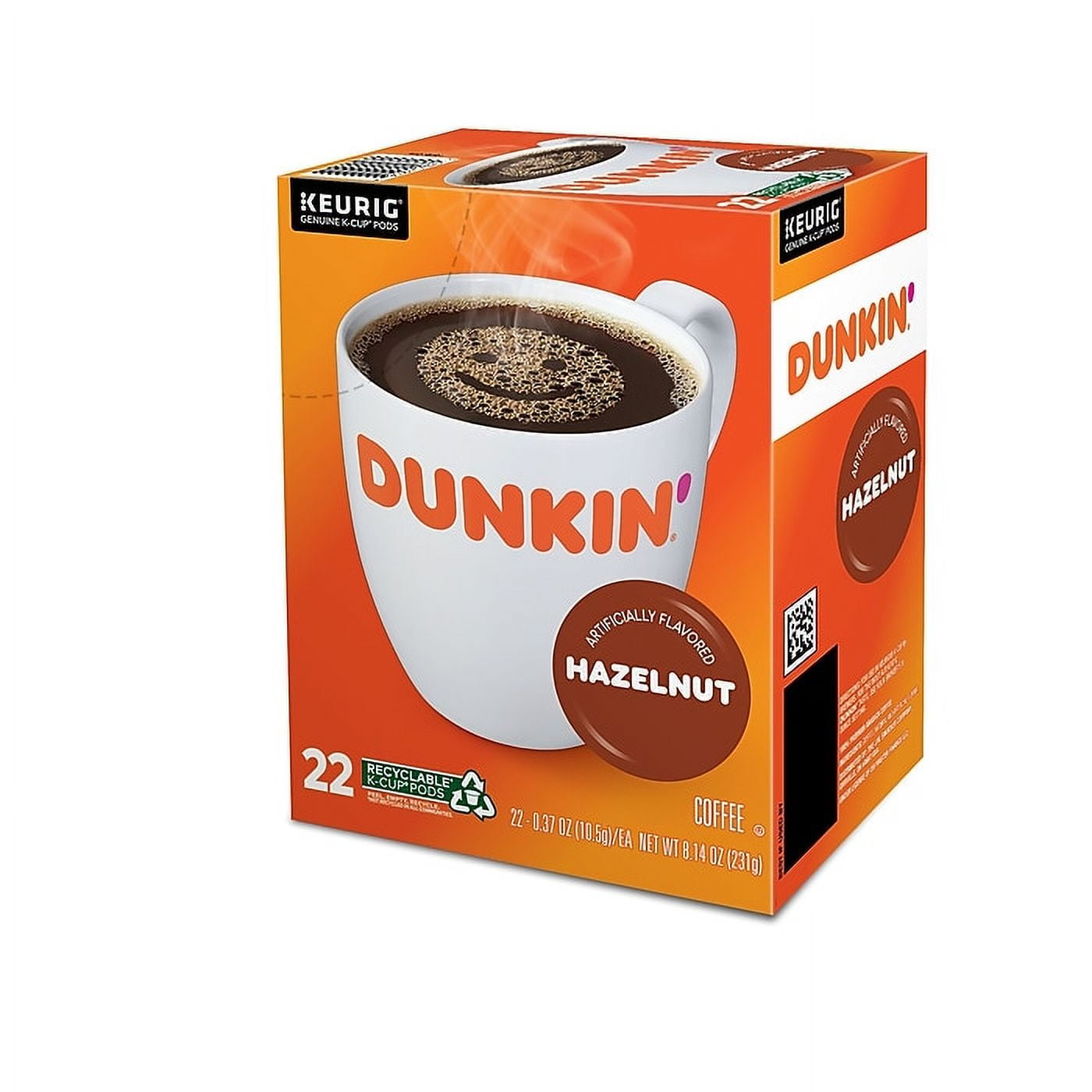 Dunkin' Hazelnut Coffee, Medium Roast, 0.37 oz. Keurig K-Cup Pods, 22 ct Pack of 3