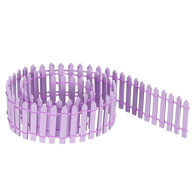 Unique Bargains Miniature Garden Fence, 35 Inch Long DIY Picket Fence Mini Ornament Light Purple
