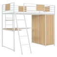 thumbnail image 4 of Bed Frame Twin Size Loft bed with L-shape Desk and Wardrobe, White, 4 of 8