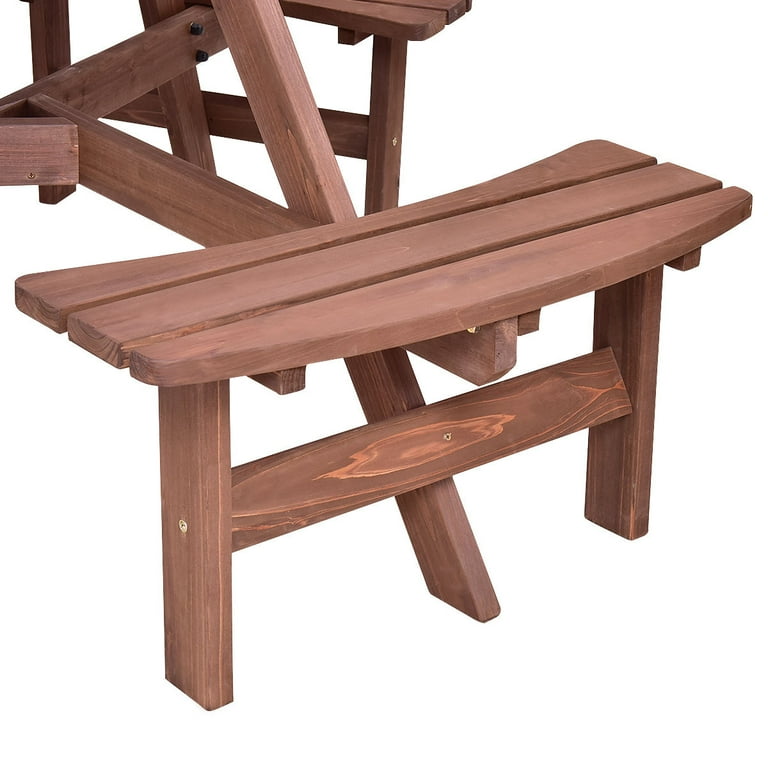 Costway 6-Person Wooden Picnic Table Set with Umbrella Hole