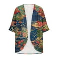 thumbnail image 5 of jsaierl Women's Floral Print Puff Sleeve Kimono Cardigan Loose Cover Up Casual Blouse Tops, 5 of 6