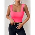 thumbnail image 6 of Women'S Sleeveless Skinny Basic Strappy Crop Tank Tops 2025 Rose Red M, 6 of 7