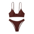 thumbnail image 4 of WREESH Women Split Swimsuit Show Waist Solid Color Bikini, 4 of 5