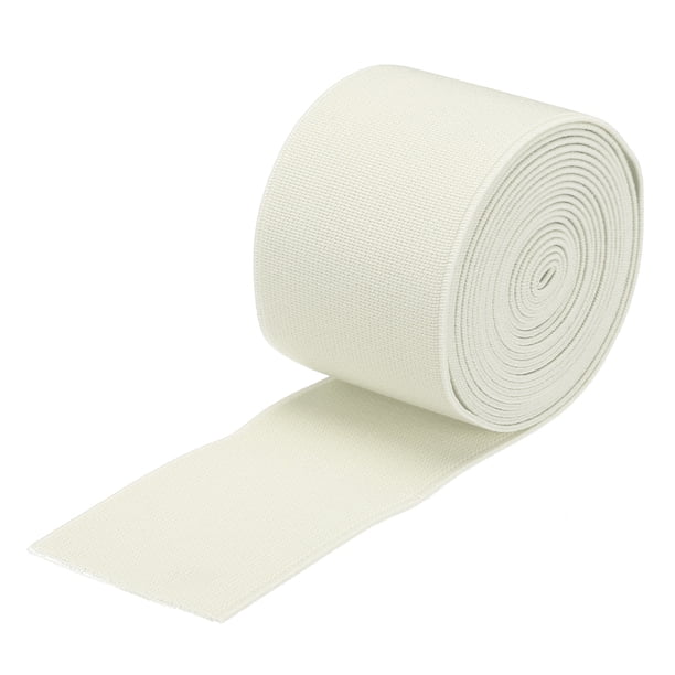 Bandas Elásticas Uxcell para Coser Banda Elástica de Doble Cara Tejida Alta Elasticidad para Pelucas Pantalones Crema Blanca 5 Yardas