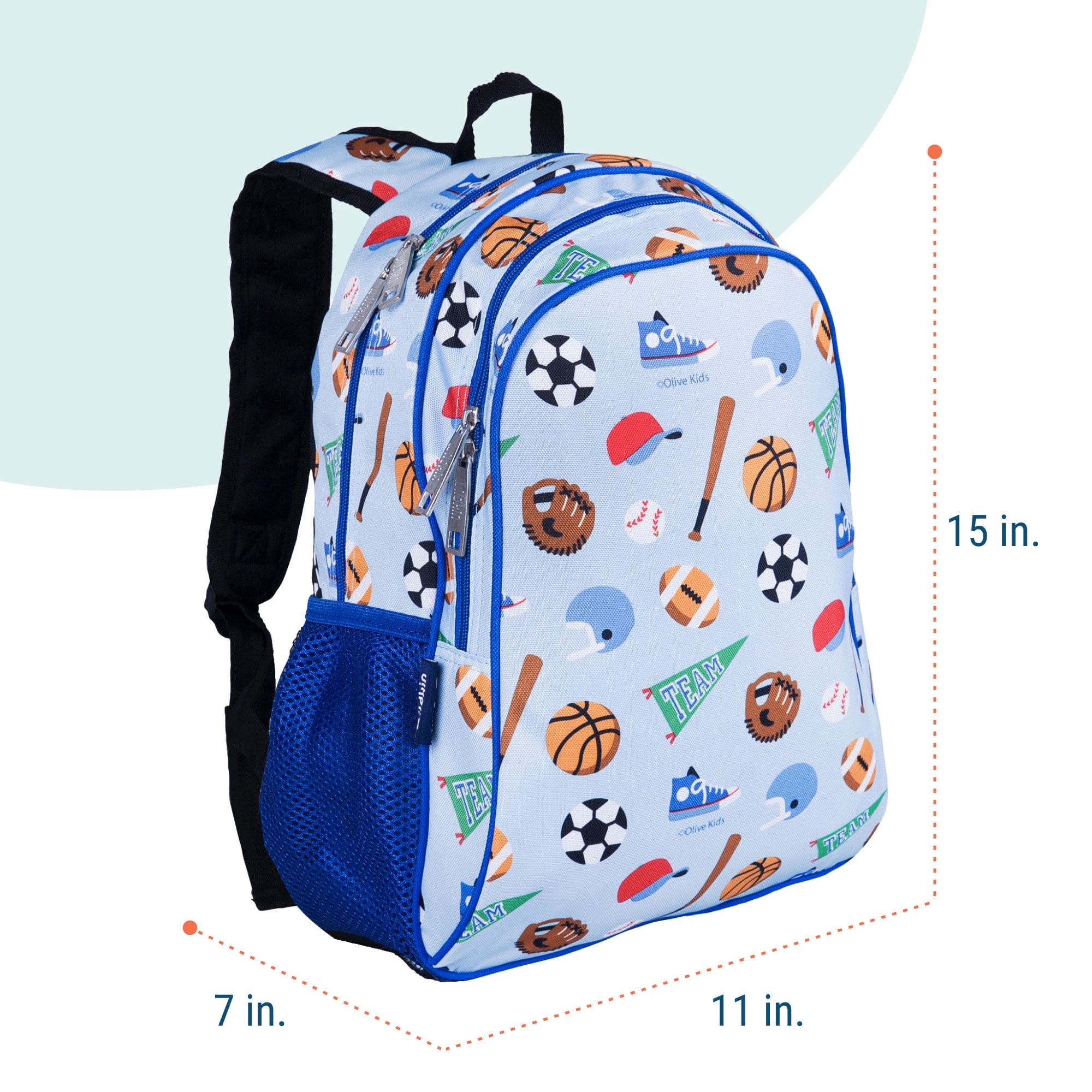 Wildkin Kids 15 Inch School and Travel Backpack for Boys and Girls (Game On Blue)