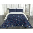 thumbnail image 2 of Ambesonne Music Quilted Coverlet 3 Pcs, Rhythm in My Heart Design, King Size, Multicolor, 2 of 4