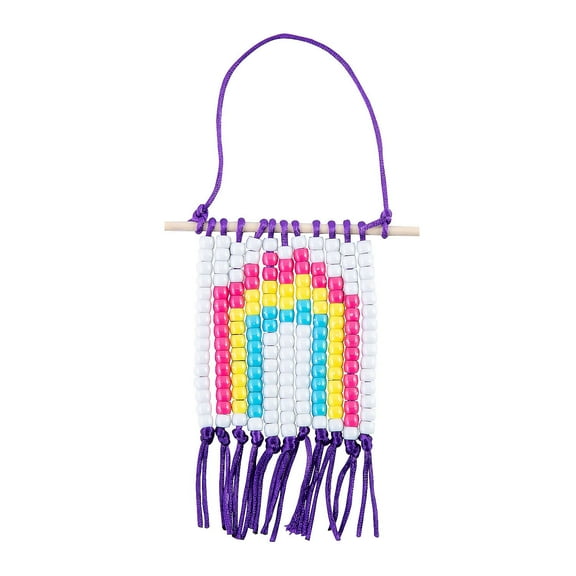 Fun Express 3 1/2" x 3 1/2" Rainbow Pony Bead Banner Craft Kit - Makes 6