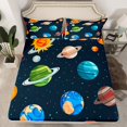 thumbnail image 2 of jejeloiu Galaxy Planet Bed Sheets,Colorful Stars Dots King Sheets,Universe Theme Sheet Set For Boys Teens,Microfiber Bedroom Decor,4-Piece, 2 of 7