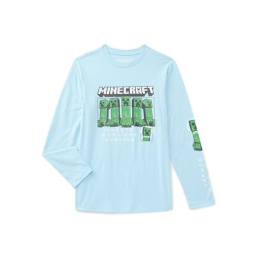 Minecraft, Boys' & Big Boys' Graphic Long-Sleeve T-Shirt, Creeper Montage, Sizes 4-18