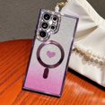 thumbnail image 6 of Girly Loving Heart Magnetic Designed for Samsung Galaxy S23 Ultra Diamond Case[Compatible with MagSafe] Bling Glitter Rhinestones Soft TPU case(Purple,S23 Ultra), 6 of 12