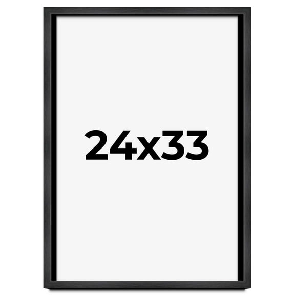 24x33 Frame Black Charcoal Grey Wood Textured Picture Frame | 0.75 Inch Moulding Width | Gunmetal