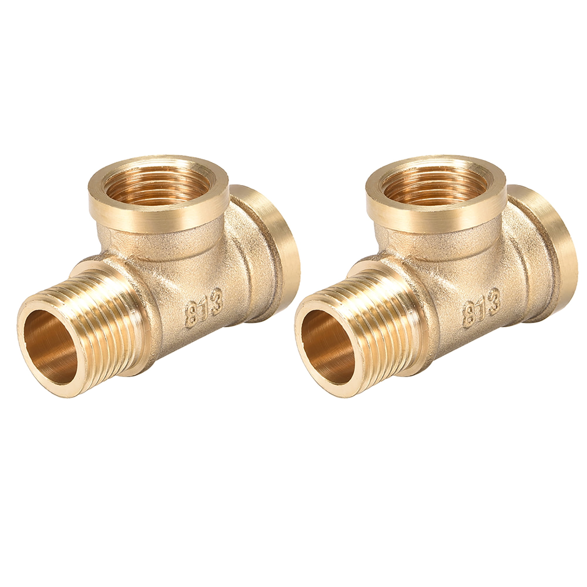 Brass Tee Pipe Fitting G1/2 Male x G1/2  Female x G1/2 Male T Shaped Connector 