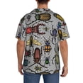 thumbnail image 5 of Sigee Bright Insects Print Men's Shirts Casual Button Down Short Sleeve Summer Beach Shirt Hawaiian Vacation Shirts Tee Shirt-Large, 5 of 7