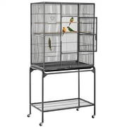Yaheetech 63''H Large Parrot Cage w/ Stand, Hammered black