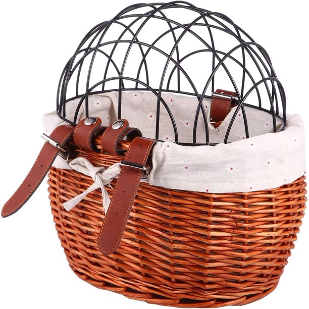 Cestas para bicicletas para gatos, cesta tejida para bicicletas, soporte para mascotas, portador frontal de bicicletas para mascotas, cesta transportadora para mascotas, almacenamiento tejid