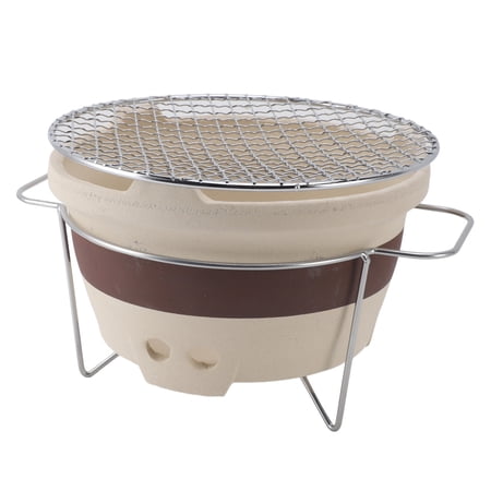 LAZIOEGR Clay Charcoal Stove Portable Hibachi Grill Tabletop Chinese Ceramic Stove for Outdoor Camping Picnic Brewing Tea, 9.45 inches / 24 cm