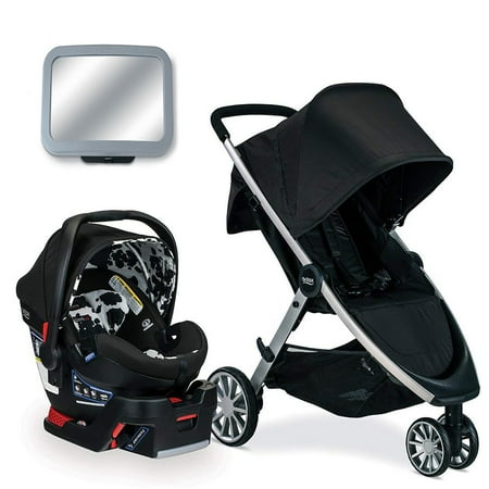 Britax B-Lively & B-Safe Ultra Travel System, Cowmooflage with Back Seat Mirror