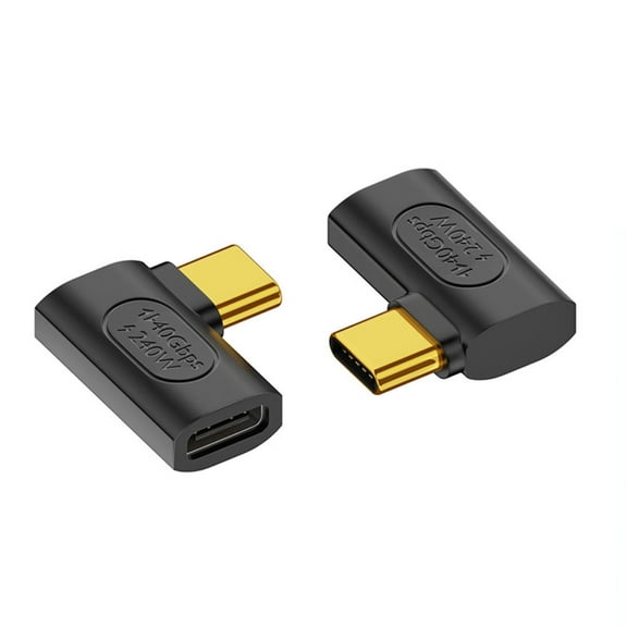Strhowill 2 Pack Right Angle USB C Adapter Compatible with Thunderbolt 3 Cable,240W 40Gbps 90 Degree USB C Male to Female Adapter with 8K@60Hz Video，for Tablet Smartphone