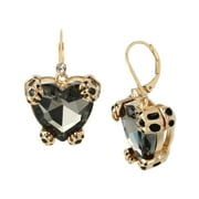 Betsey Leopard Heart Drop Earrings, BLACK DIAMOND, (360565GLD010) C80