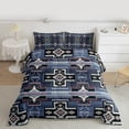 thumbnail image 2 of Homewish Bohemian Aztec Bedding Comforter Set for Teen, Blue Square Triangle Twin Comforter Sets, Vintage Mandala Western Reversible Bedding Set, Lightweight Room Decor, 2-Piece, 2 of 8