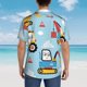 thumbnail image 4 of Fotbe Building Truck Camisa Hawaiana para Hombre Unisex – Camisa Casual de Verano con Botones de Manga Corta de Algodón y Lino,Large, 4 of 7