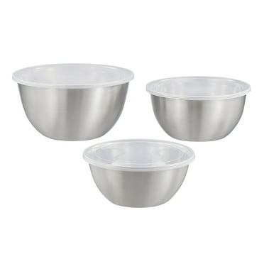 Mainstays 6-Piece Brushed Stainless Steel Mixing and Storage Bowl Set with Lids